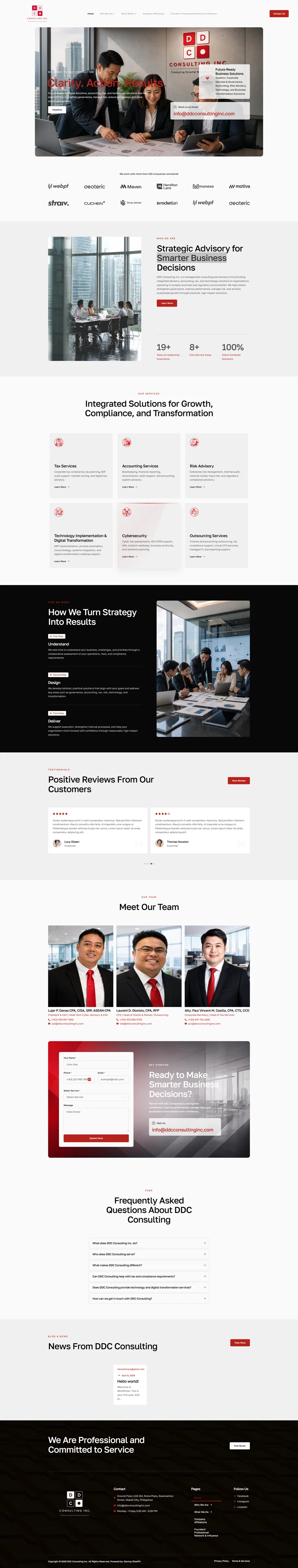 Screenshot of the DDC Consulting website, built by Startup Sites PH